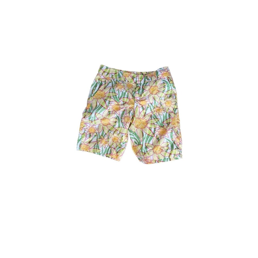 Lilly Pulitzer Shorts Women size 2 Resort Yellow Daffodils Pocket Bold Statement